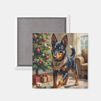 Australian Kelpie Herding Christmas Art Magnet