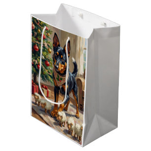 Australian Kelpie Herding Christmas Art Medium Gift Bag