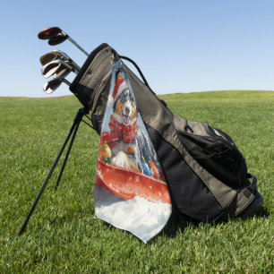 Australian Kelpie in Sledge Let it Snow Christmas Golf Towel