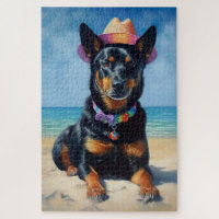 Australian Kelpie on Beach,dog lovers summer gift 
