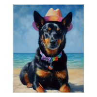 Australian Kelpie on Beach,dog lovers summer gift 