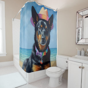 Australian Kelpie on Beach,dog lovers summer gift  Shower Curtain