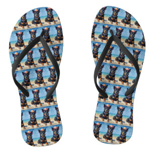 Australian Kelpie on Beach,dog lovers summer gift  Thongs