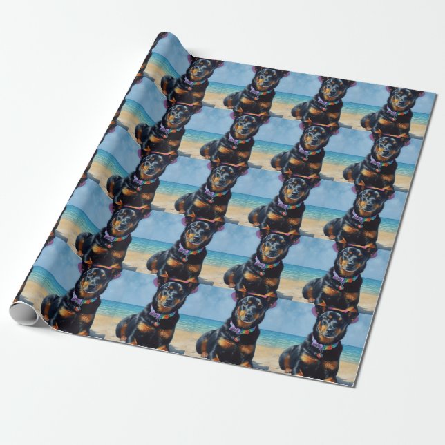 Australian Kelpie on Beach,dog lovers summer gift  Wrapping Paper (Unrolled)