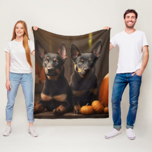 Australian Kelpie Puppy Autumn Delight Pumpkin Fleece Blanket