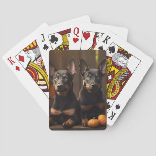 Australian Kelpie Puppy Autumn Delight Pumpkin Playing Cards