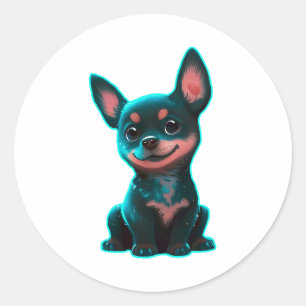 Australian Kelpie puppy neon Classic Round Sticker