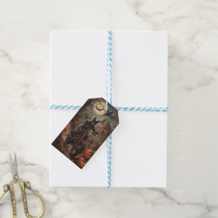 Australian Kelpie Riding Motorcycle Halloween Gift Tags