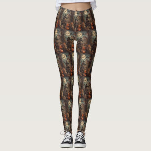 Australian Kelpie Riding Motorcycle Halloween  Leggings