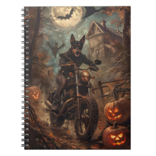 Australian Kelpie Riding Motorcycle Halloween  Notebook