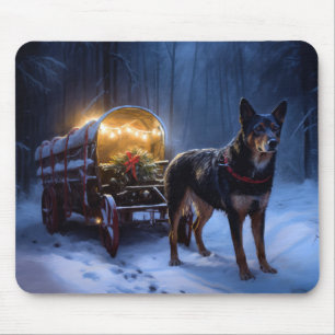 Australian Kelpie Snowy Sleigh Christmas Decor  Mouse Pad