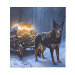 Australian Kelpie Snowy Sleigh Christmas Decor  Notepad