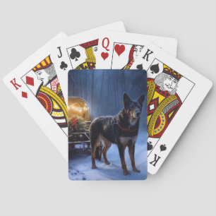 Australian Kelpie Snowy Sleigh Christmas Decor  Playing Cards