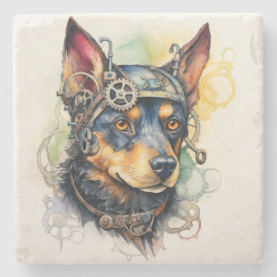 Australian Kelpie Steampunk Dog Stone Coaster