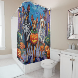 Australian Kelpie Trick-or-Treating Halloween Shower Curtain