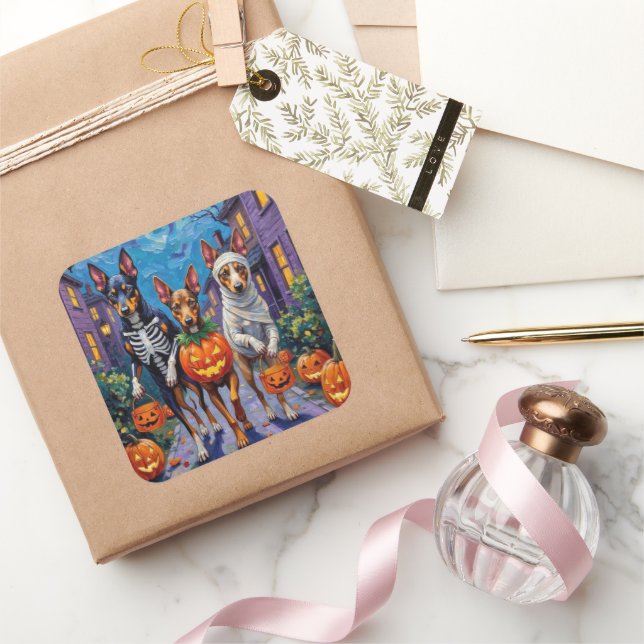 Australian Kelpie Trick-or-Treating Halloween  Square Sticker (Gifting)