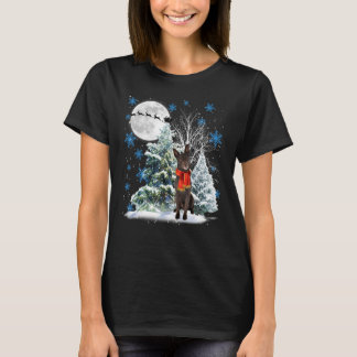Australian Kelpie Under Moonlight Snow Christmas P T-Shirt