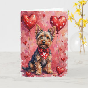 Australian Kelpie Valentine’s Day Dog with Hearts  Card