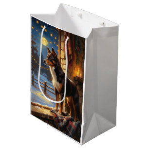 Australian Kelpie With Christmas Lights Holiday Medium Gift Bag