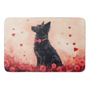 Australian Kelpie with Roses - Valentine's Day Bath Mat