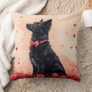 Australian Kelpie with Roses - Valentine's Day Cushion
