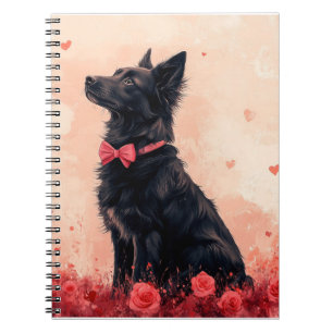 Australian Kelpie with Roses - Valentine's Day Notebook