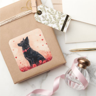 Australian Kelpie with Roses - Valentine's Day Square Sticker