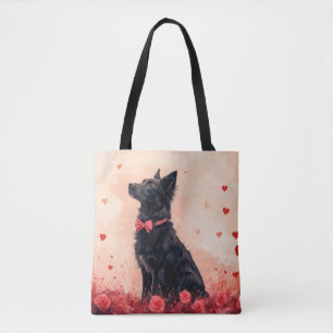 Australian Kelpie with Roses - Valentine's Day Tote Bag