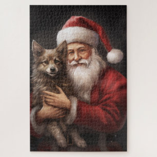 Australian Kelpie with Santa Claus Christmas Jigsaw Puzzle