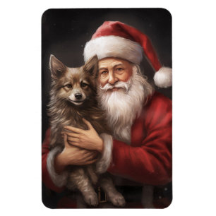 Australian Kelpie with Santa Claus Christmas Magnet
