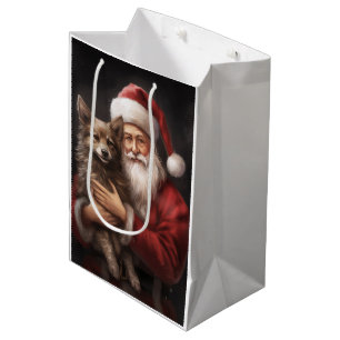 Australian Kelpie with Santa Claus Christmas Medium Gift Bag