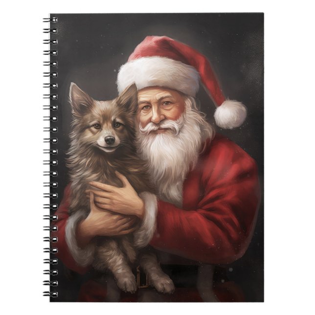 Australian Kelpie with Santa Claus Christmas Notebook (Front)