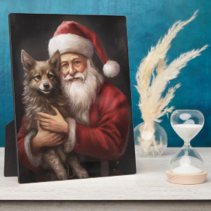 Australian Kelpie with Santa Claus Christmas Plaque