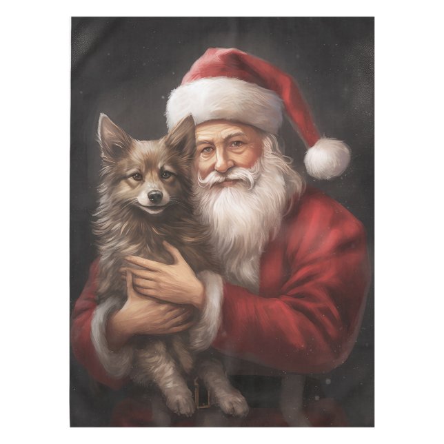 Australian Kelpie with Santa Claus Christmas Tablecloth (Front)