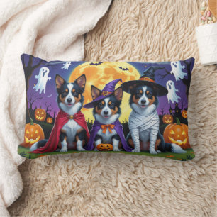 Australian Kelpies Dogs Pumpkin Halloween Funny Lumbar Cushion