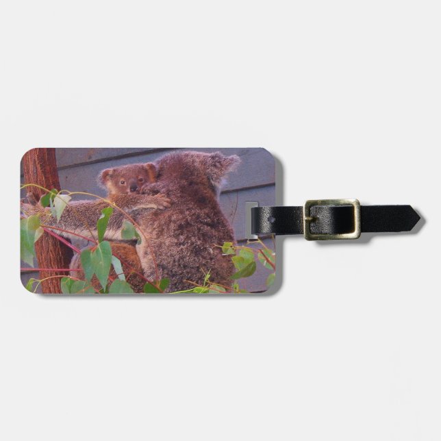 Australian koala and baby luggage tag (Front Horizontal)