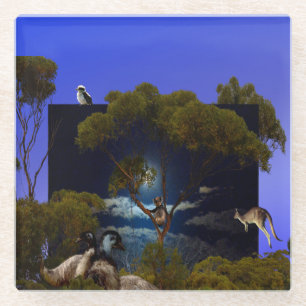 Australian Koala And Wildlife Theme, Glass Coaster