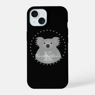 Australian Koala Bear Cute Add Your Name Monogram iPhone 15 Case