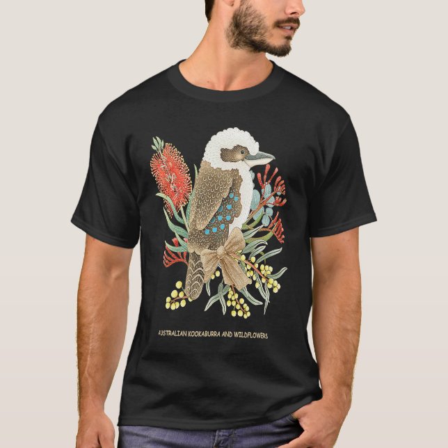 Australian Kookaburra and Wildflowers T-Shirt (Front)