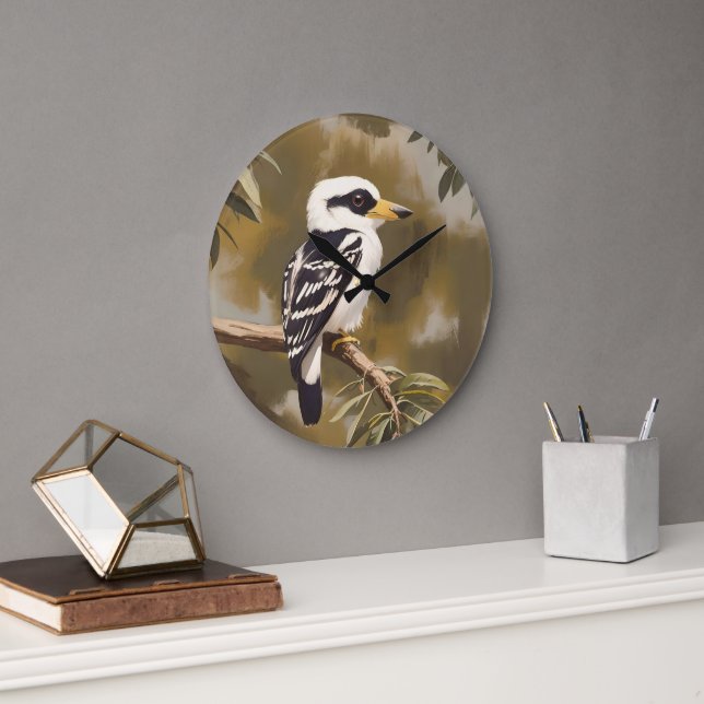 Australian Kookaburra Painting, Large Clock (Office)