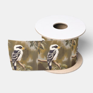 Australian Kookaburra Painting, Satin Ribbon