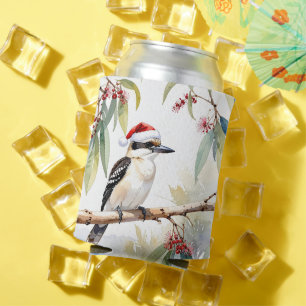 Australian Kookaburra Santa hat Merry Christmas Can Cooler