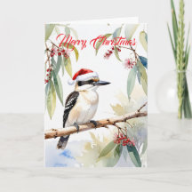 Australian Kookaburra Santa hat Merry Christmas