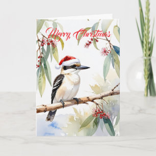Australian Kookaburra Santa hat Merry Christmas Holiday Card