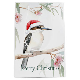 Australian Kookaburra Santa hat Merry Christmas Medium Gift Bag
