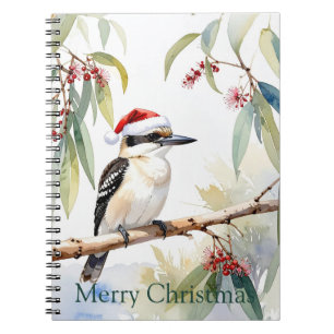 Australian Kookaburra Santa hat Merry Christmas Notebook