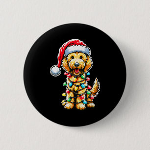 Australian Labradoodle Christmas Tree Xmas Santa L 6 Cm Round Badge