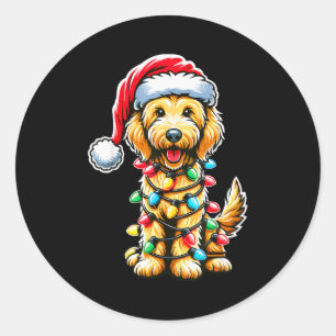 Australian Labradoodle Christmas Tree Xmas Santa L Classic Round Sticker