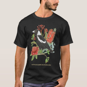 Australian Magpie and Wildflowers T-Shirt