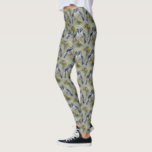 Australian Magpies In Wattle Trees Oil Paint, Leggings
